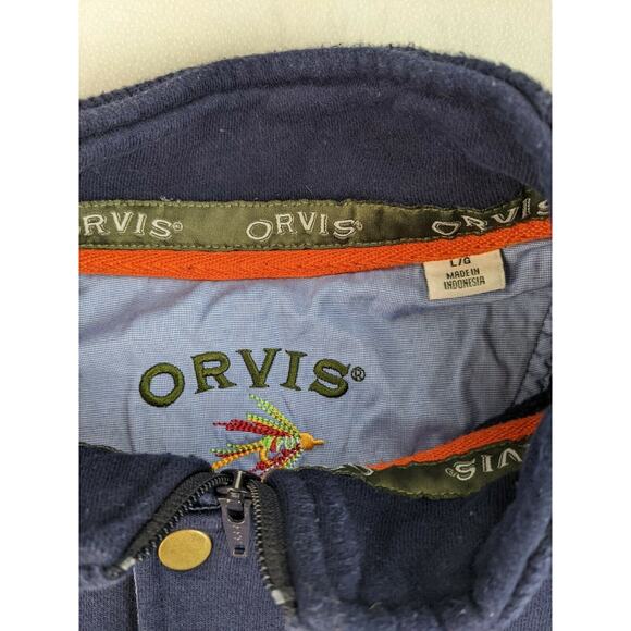 Orvis Sweatshirt Size L 1/4 Zip Pullover Long Sleeve Blue Cotton Blend - Picture 4 of 7